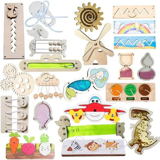  Busy Board DIY Materials Montessori Teaching Aids Modular Wooden Learning Board For 0 To 6 Years -  ToylandEU™