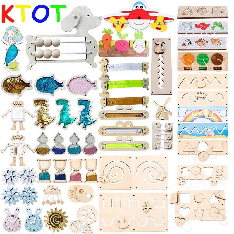 Busy Board Diy Material Accessories Montessori Teaching Aids Baby Early Education Learning Skill Toy Part Wooden Board Games - ToylandEU