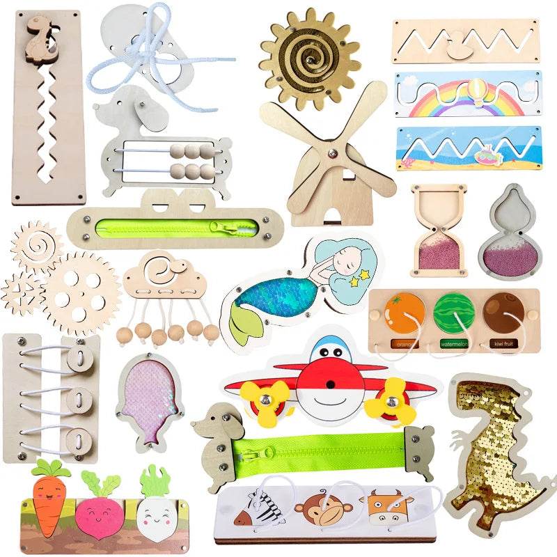 Busy Board Diy Material Accessories Montessori Teaching Aids Baby Early Education Learning Skill Toy Part Wooden Board Games - ToylandEU