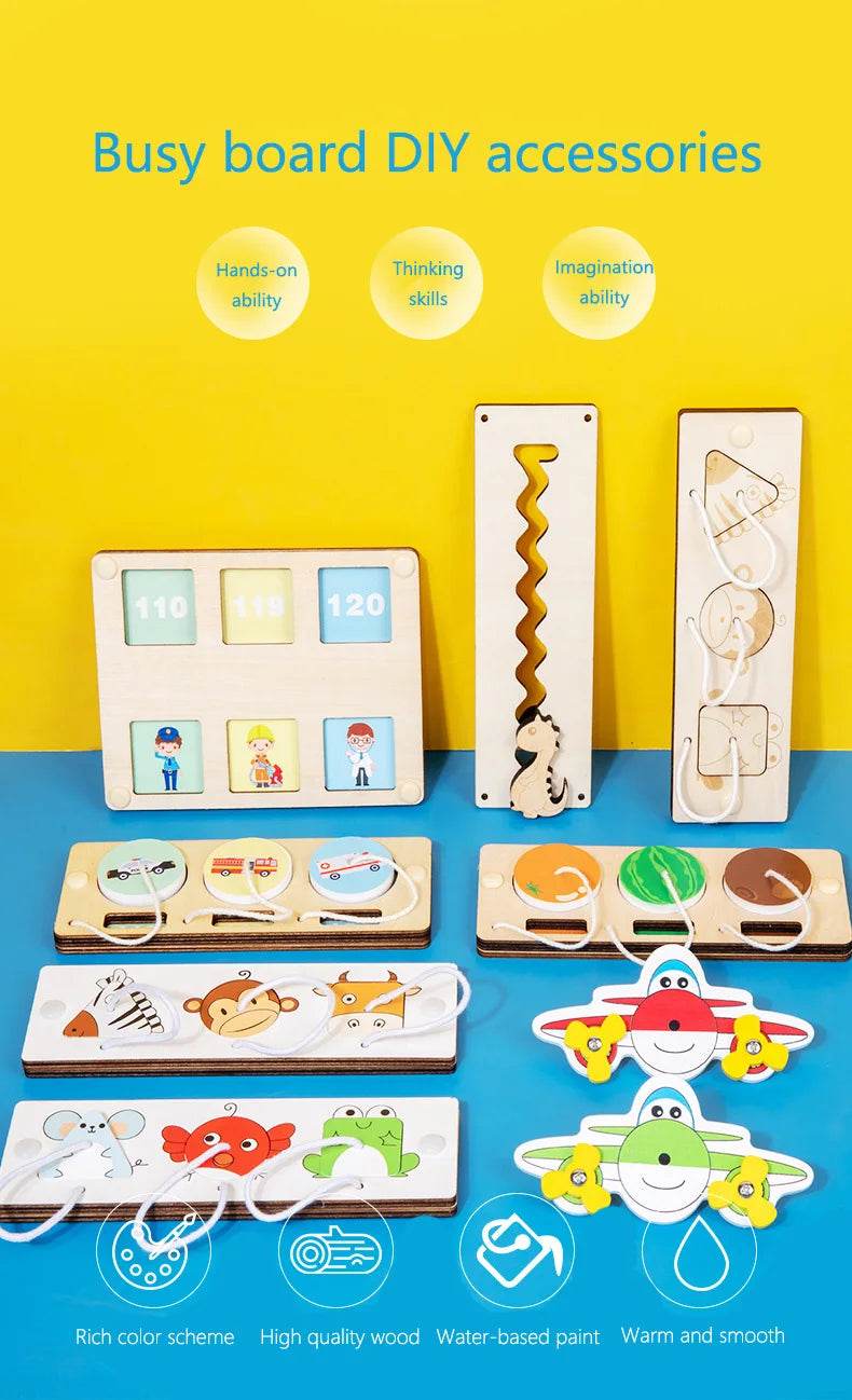 Busy Board Diy Material Accessories Montessori Teaching Aids Baby Early Education Learning Skill Toy Part Wooden Board Games - ToylandEU