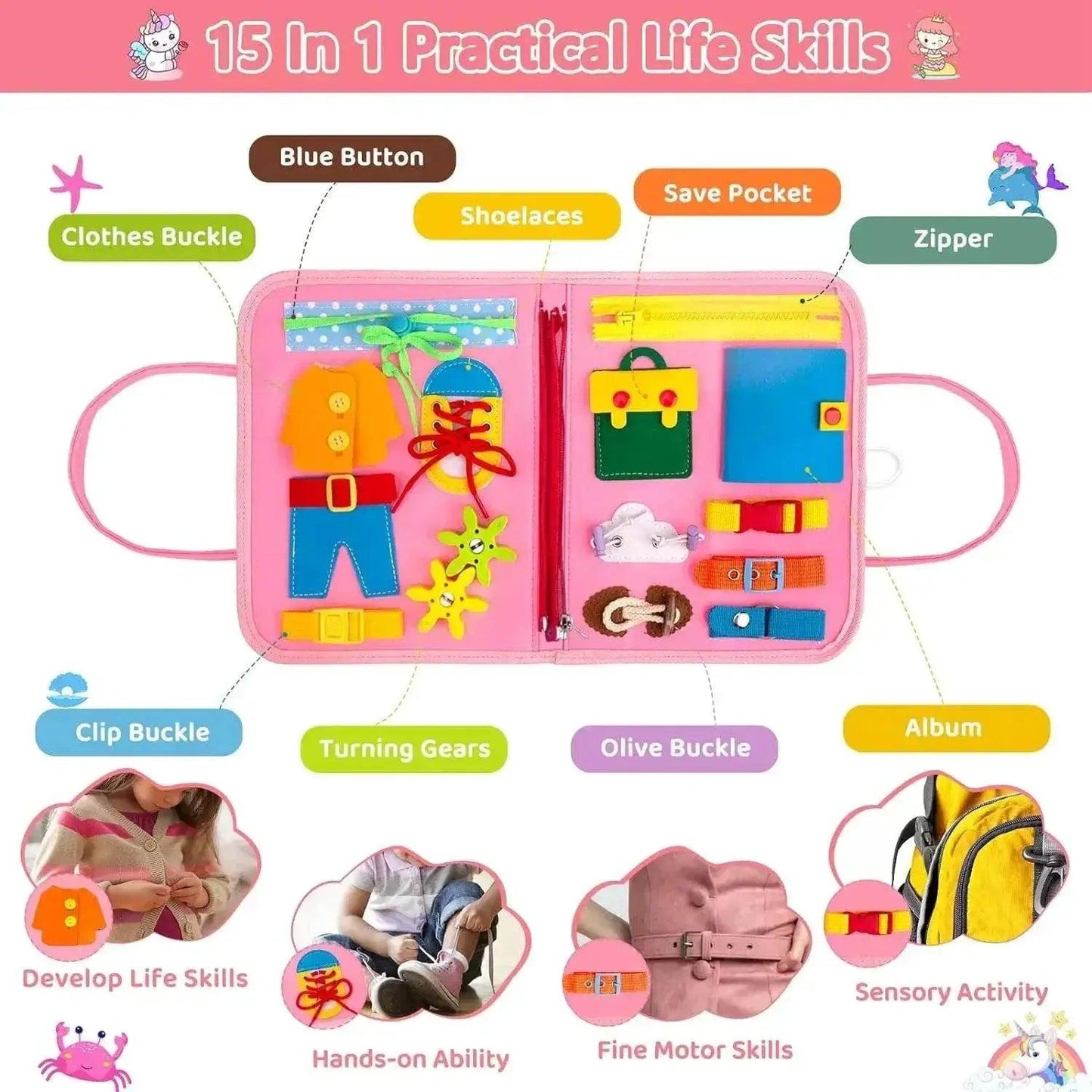  Busy Board Montessori Sensory Board Fine Motor Travel Toy -  ToylandEU™