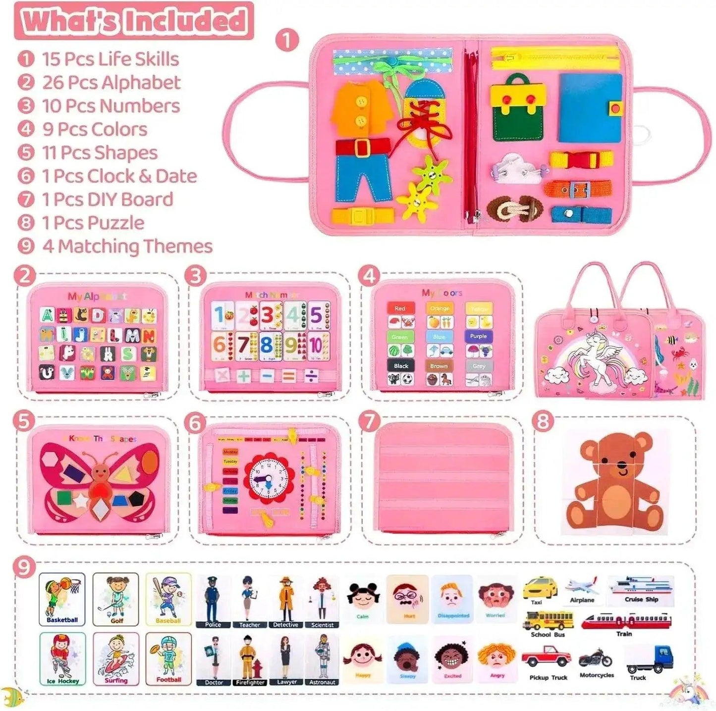  Busy Board Montessori Sensory Board Fine Motor Travel Toy -  ToylandEU™