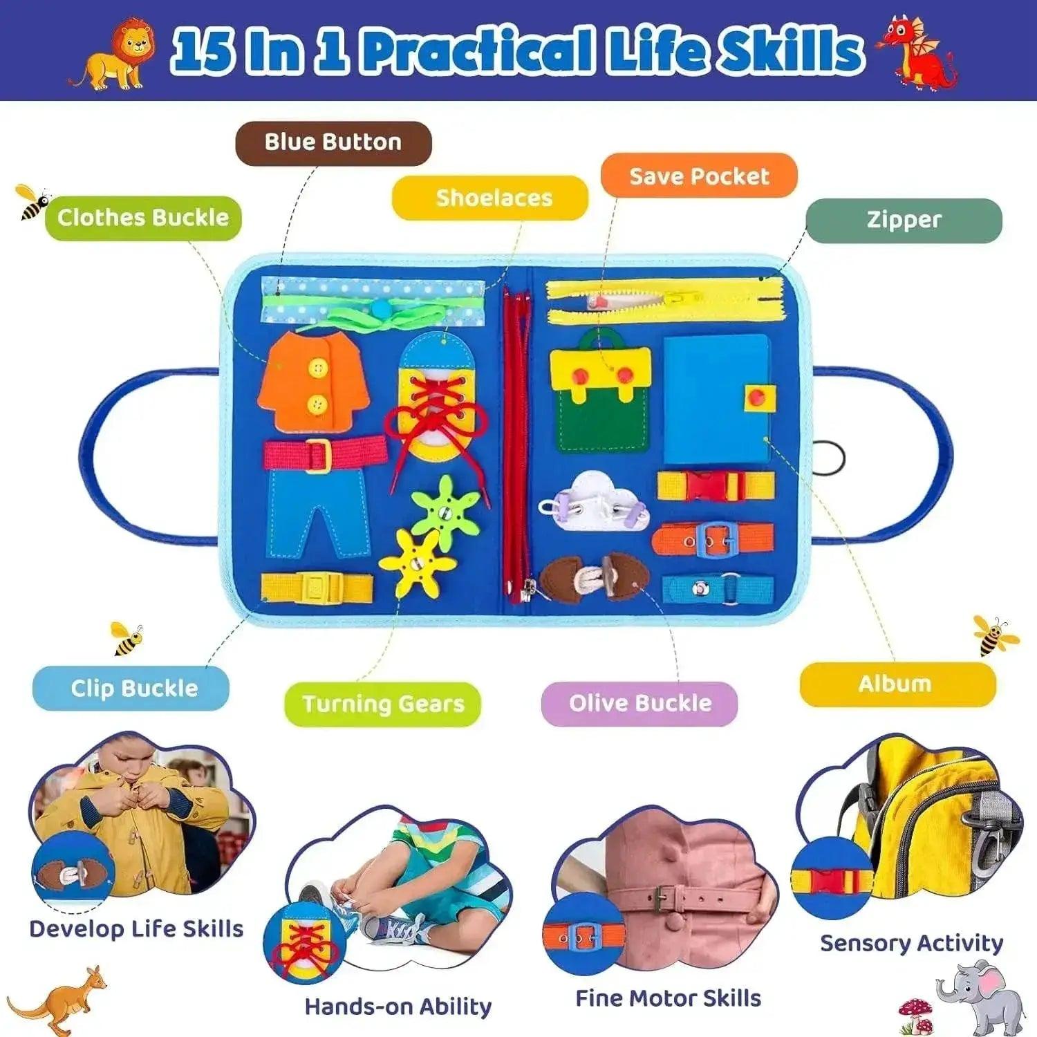  Busy Board Montessori Sensory Board Fine Motor Travel Toy -  ToylandEU™