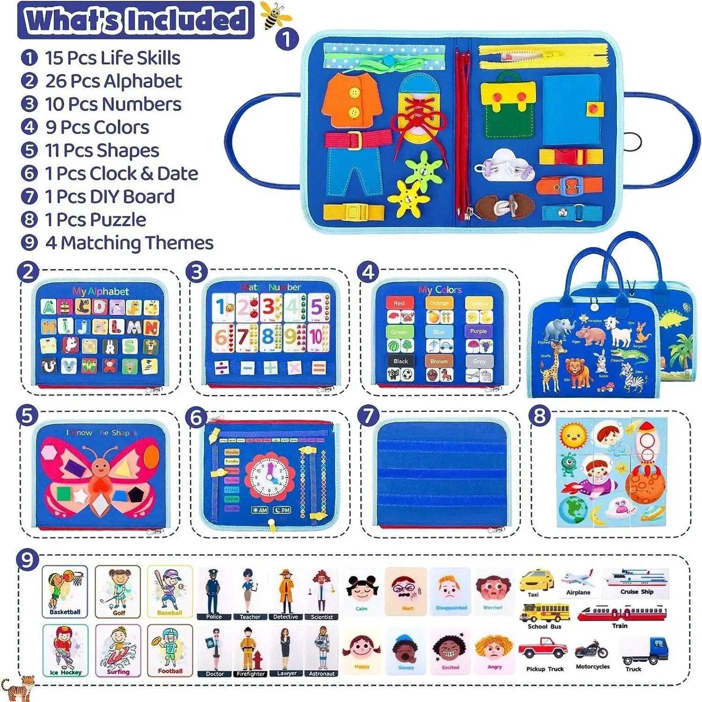  Busy Board Montessori Sensory Board Fine Motor Travel Toy -  ToylandEU™