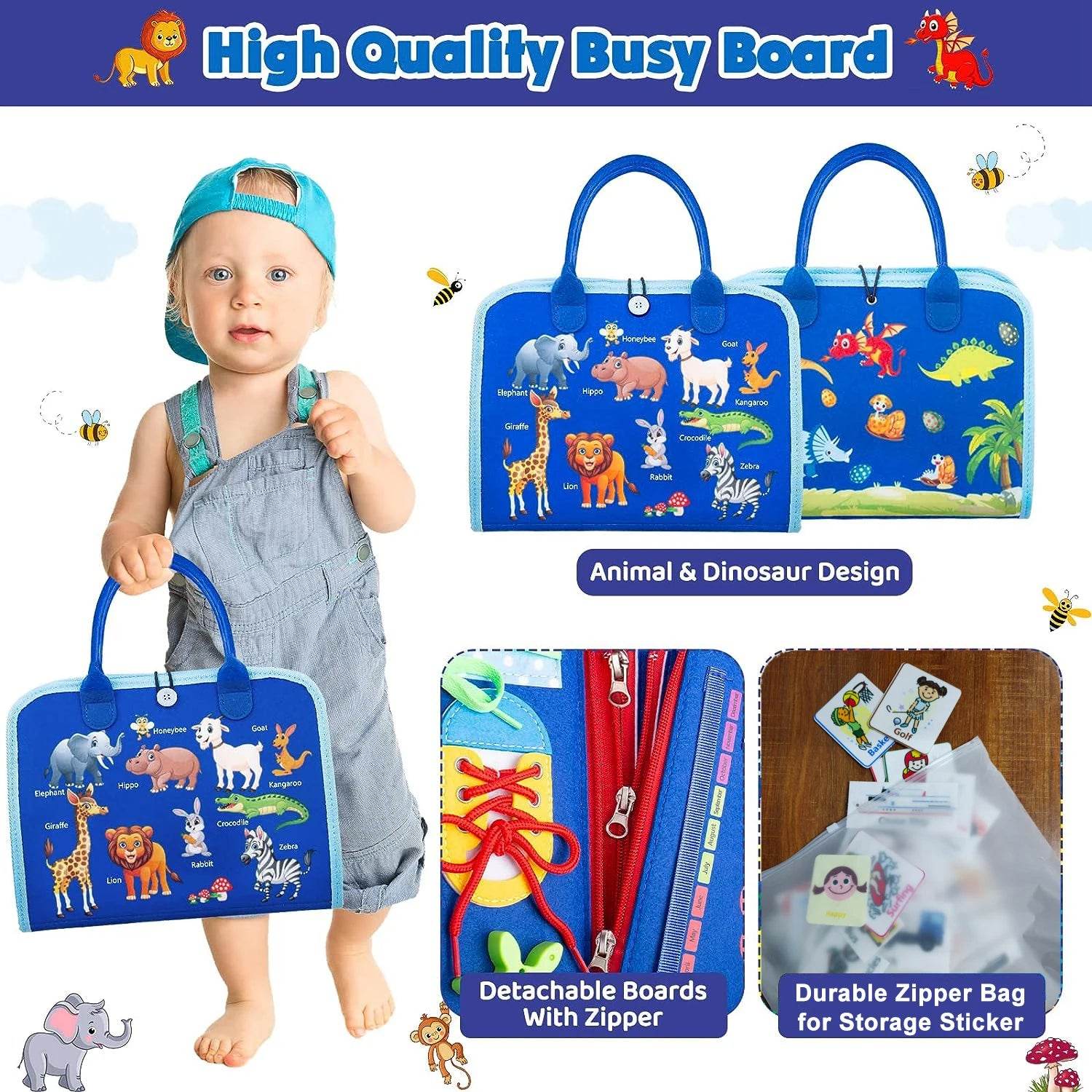 Busy Board Montessori Toys Preschool Educational Learning Activities Sensory Board Fine Motor Skills Toys Travel Kids Busy Book - ToylandEU