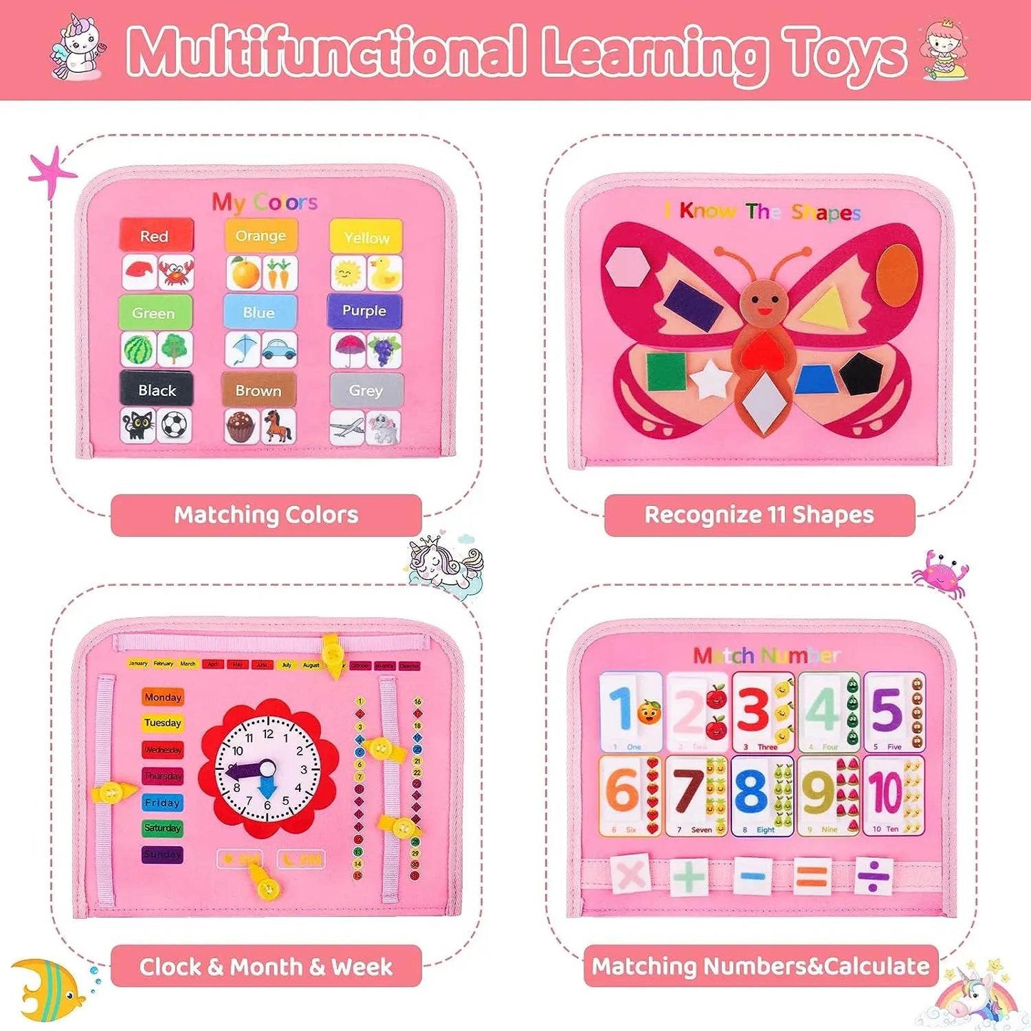 Busy Board Montessori Toys Preschool Educational Learning Activities Sensory Board Fine Motor Skills Toys Travel Kids Busy Book - ToylandEU