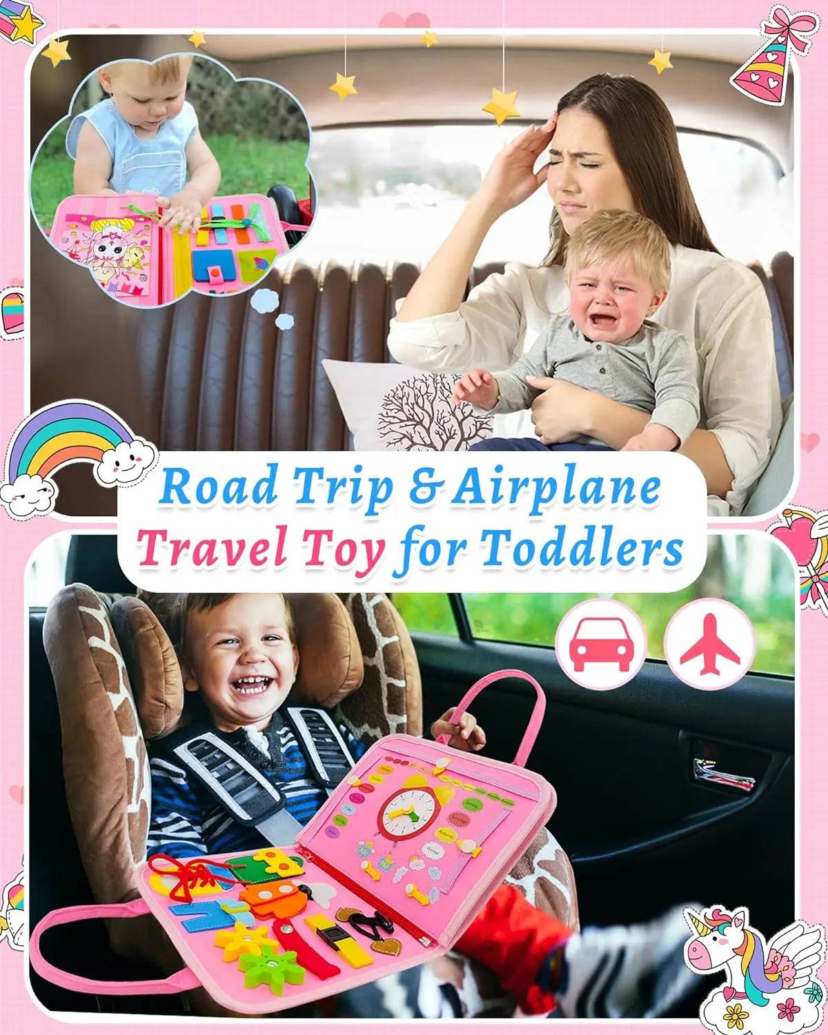 Busy Board Montessori Toys Preschool Educational Learning Activities Sensory Board Fine Motor Skills Toys Travel Kids Busy Book - ToylandEU