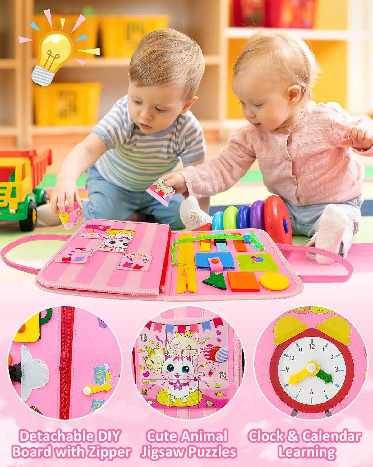 Busy Board Montessori Toys Preschool Educational Learning Activities Sensory Board Fine Motor Skills Toys Travel Kids Busy Book - ToylandEU