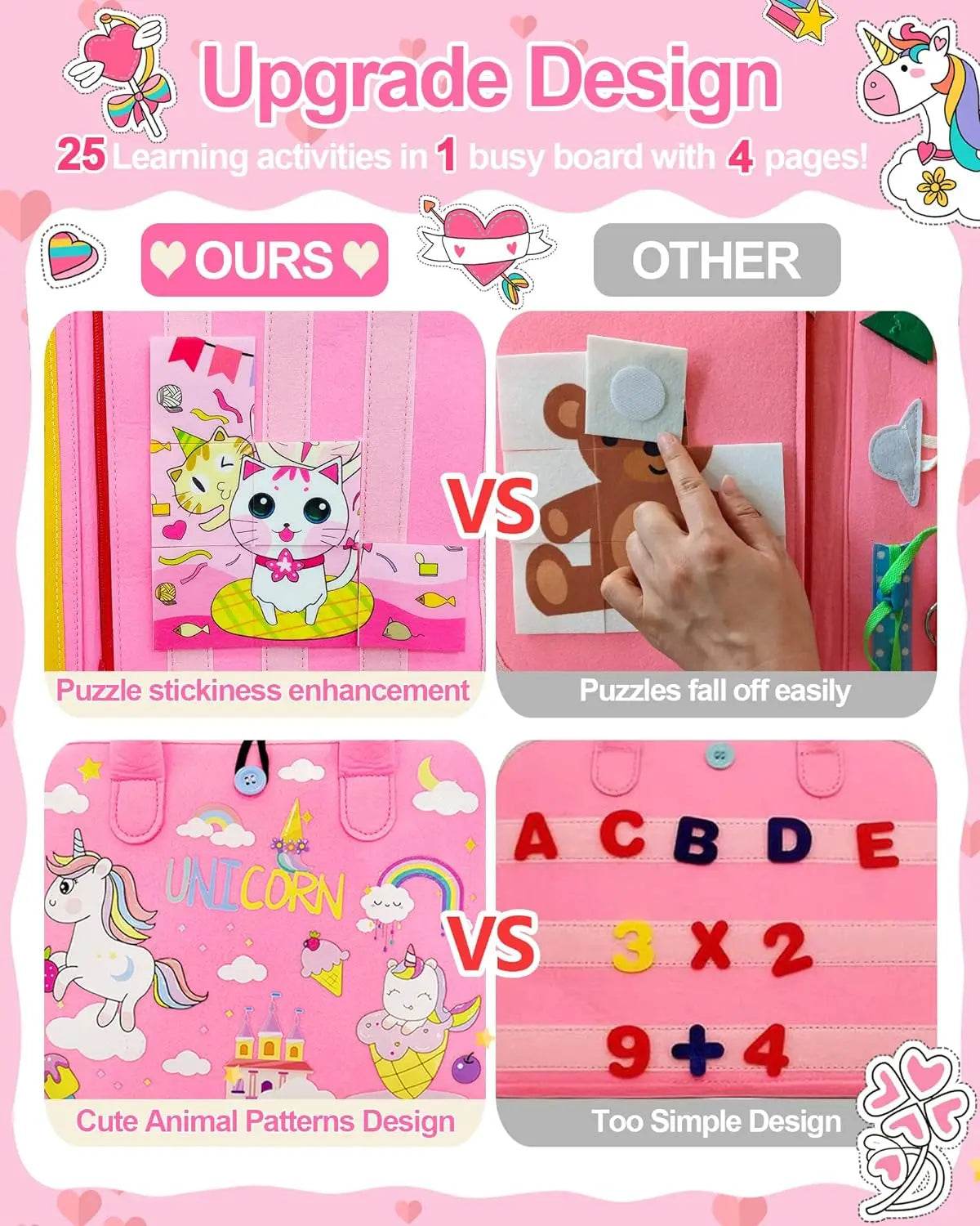 Busy Board Montessori Toys Preschool Educational Learning Activities Sensory Board Fine Motor Skills Toys Travel Kids Busy Book - ToylandEU