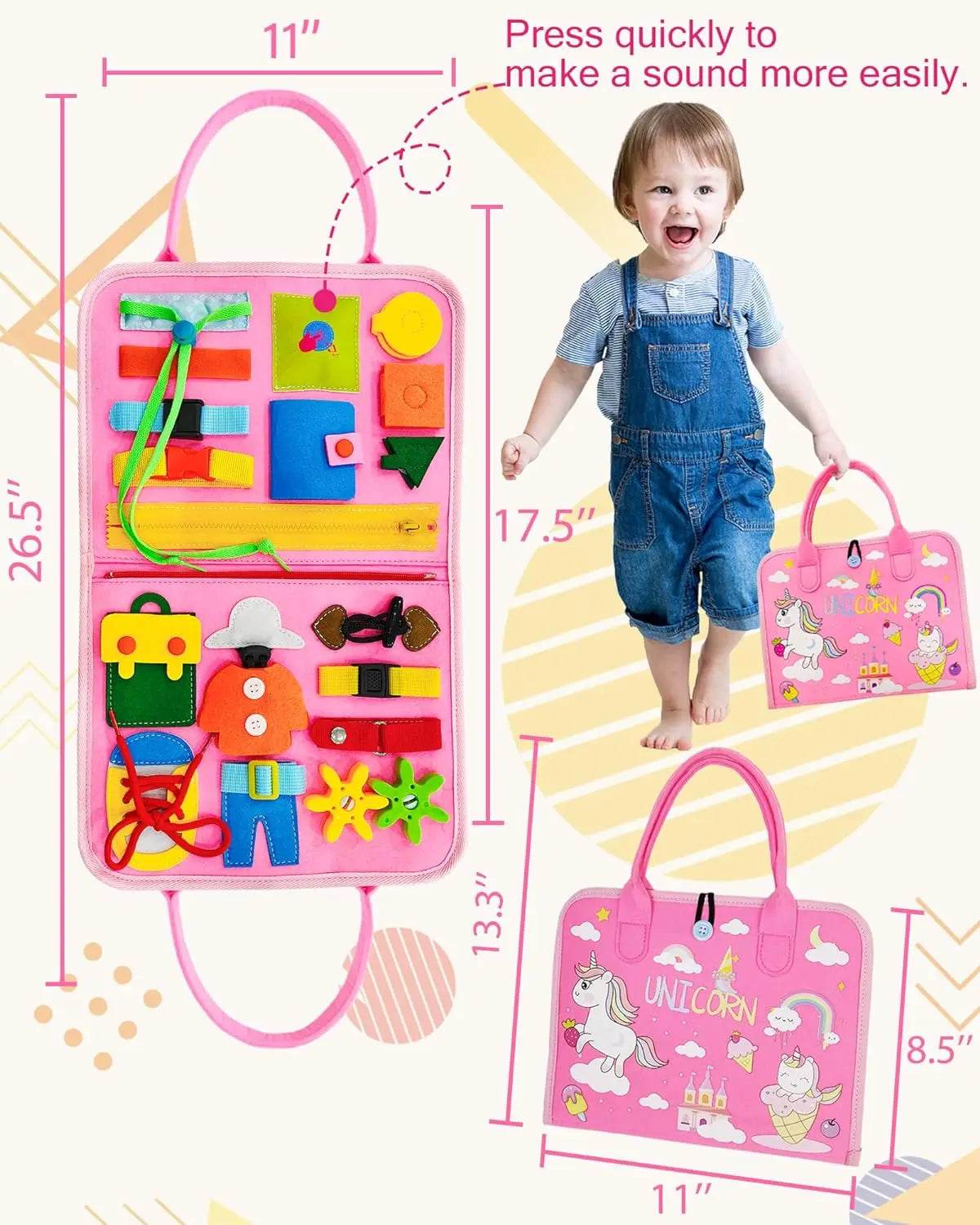 Busy Board Montessori Toys Preschool Educational Learning Activities Sensory Board Fine Motor Skills Toys Travel Kids Busy Book - ToylandEU