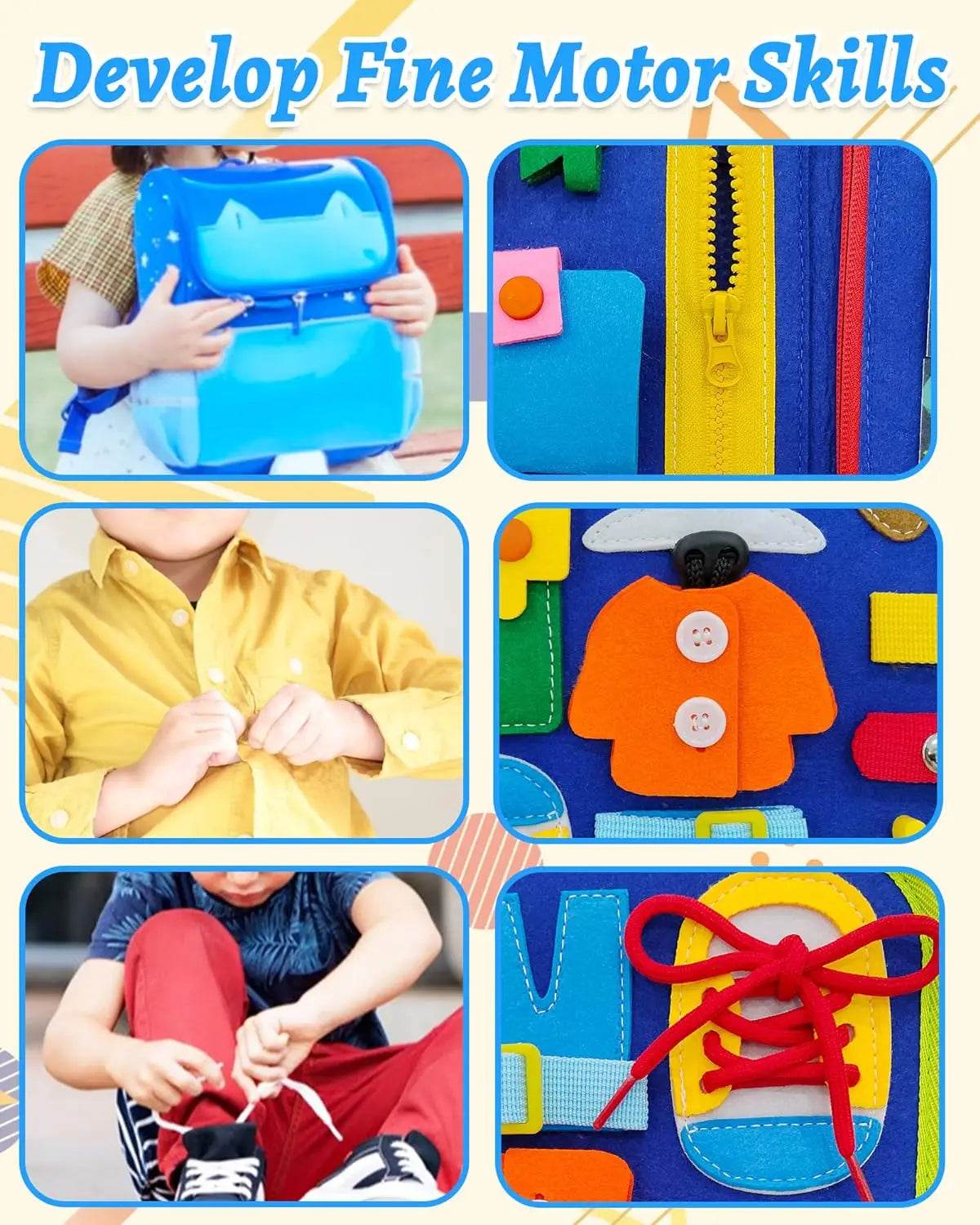 Busy Board Montessori Toys Preschool Educational Learning Activities Sensory Board Fine Motor Skills Toys Travel Kids Busy Book - ToylandEU
