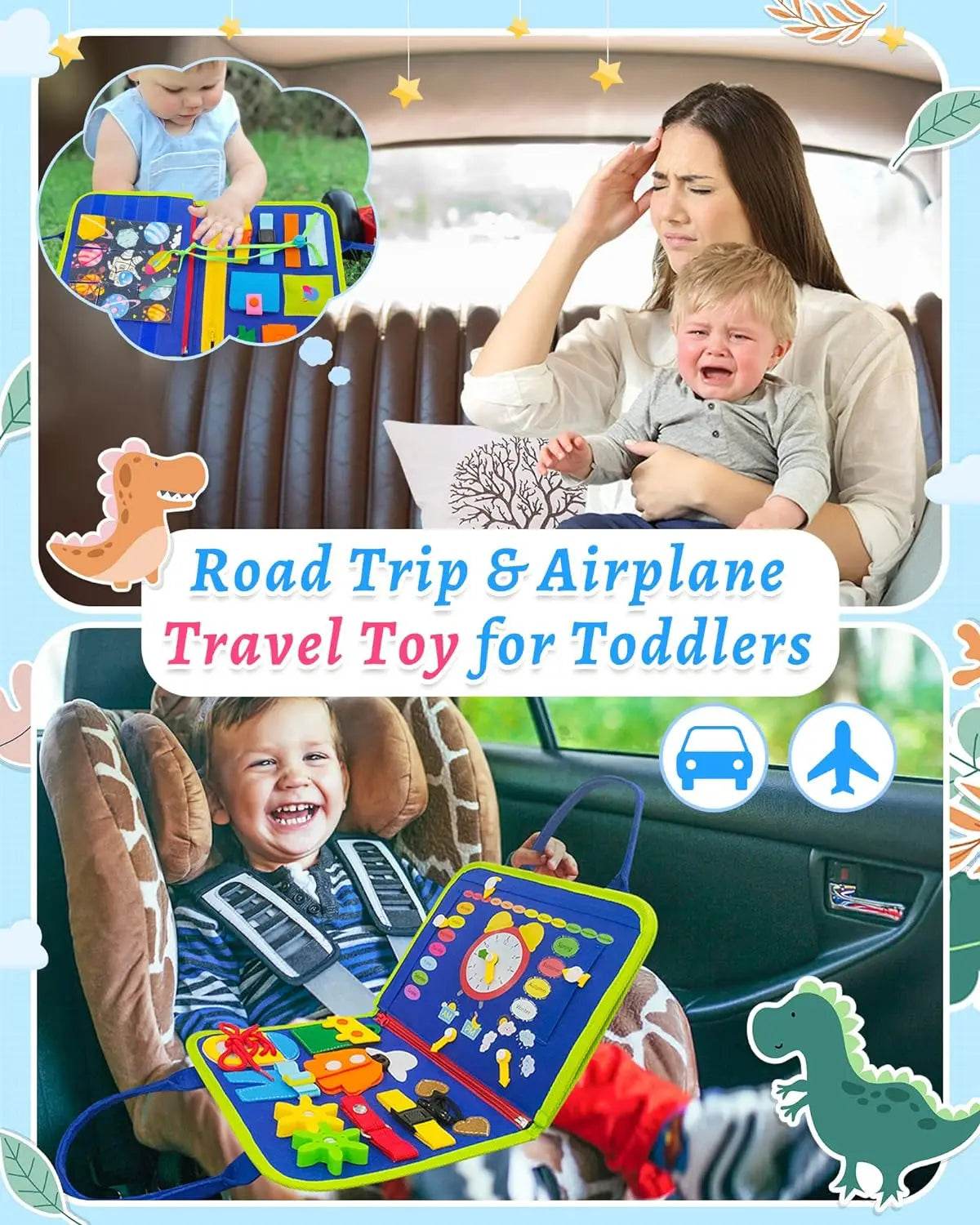 Busy Board Montessori Toys Preschool Educational Learning Activities Sensory Board Fine Motor Skills Toys Travel Kids Busy Book - ToylandEU