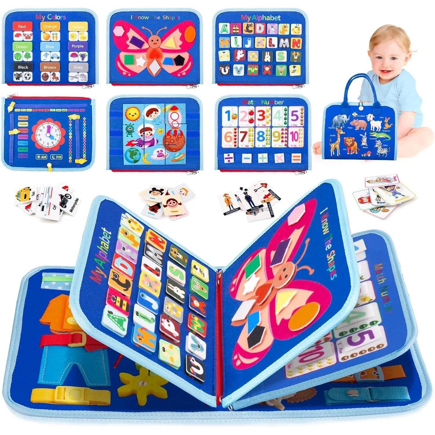 Busy Board Montessori Toys Preschool Educational Learning Activities Sensory Board Fine Motor Skills Toys Travel Kids Busy Book - ToylandEU