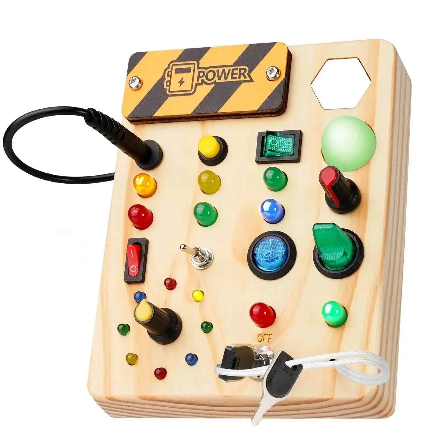  Montessori Toys Wooden Busy Board Switch Toys With Button LED Lights Sensory For Toddlers -  ToylandEU™