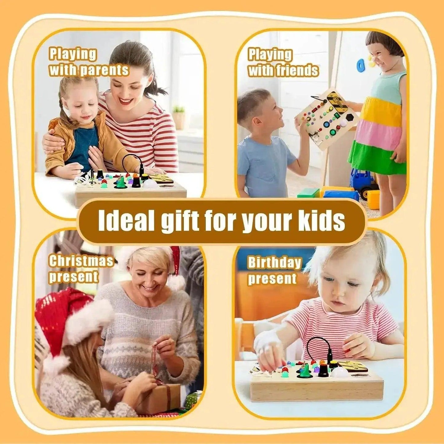  Montessori Toys Wooden Busy Board Switch Toys With Button LED Lights Sensory For Toddlers -  ToylandEU™