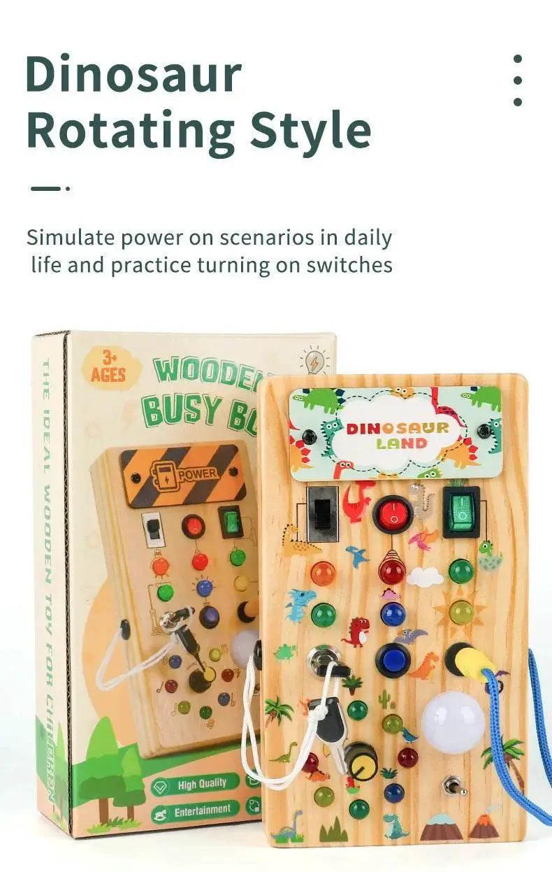  Montessori Toys Wooden Busy Board Switch Toys With Button LED Lights Sensory For Toddlers -  ToylandEU™