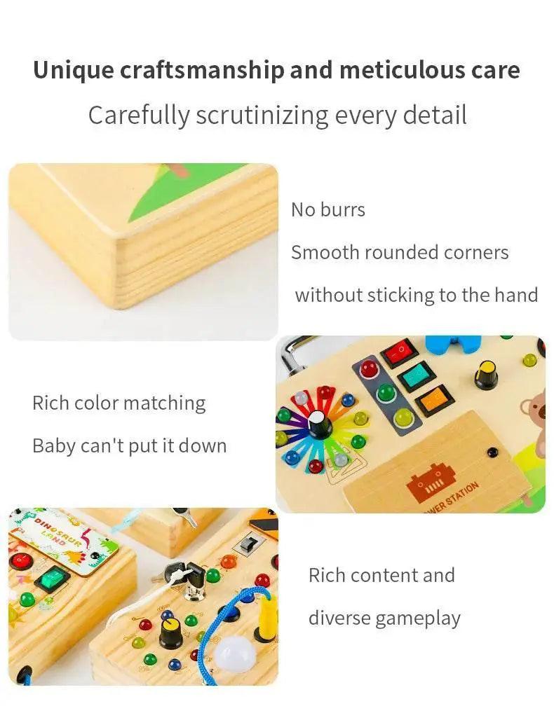  Montessori Toys Wooden Busy Board Switch Toys With Button LED Lights Sensory For Toddlers -  ToylandEU™