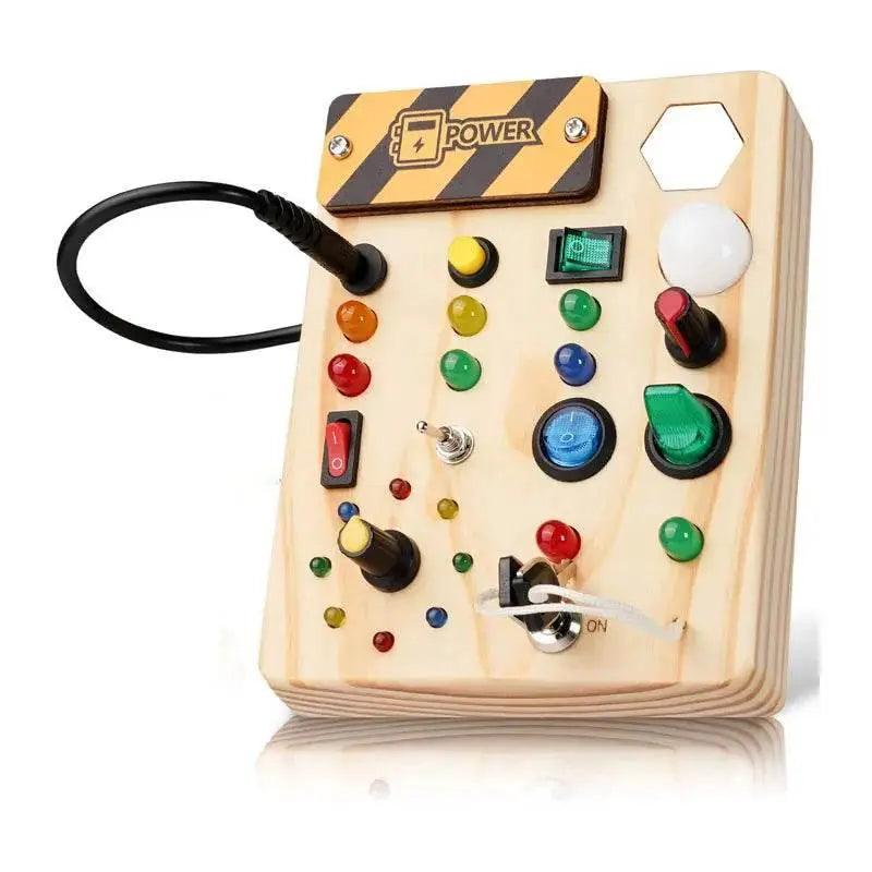  Montessori Toys Wooden Busy Board Switch Toys With Button LED Lights Sensory For Toddlers -  ToylandEU™