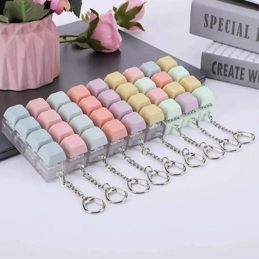  Button Keycap Fidget Keychain 4 Keys Keyboard Decompression Toys Keyboard Keychain Toys for Adult To Relief Stress Pass The Time -  ToylandEU™