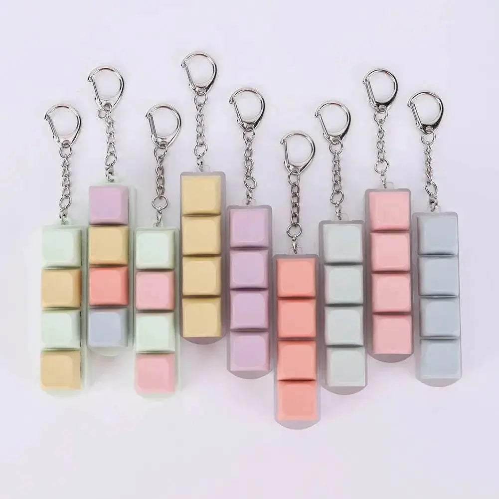 Button Keycap Fidget Keychain 4 Keys Keyboard Decompression Toys Keyboard Keychain Toys for Adult To Relief Stress Pass The Time - ToylandEU
