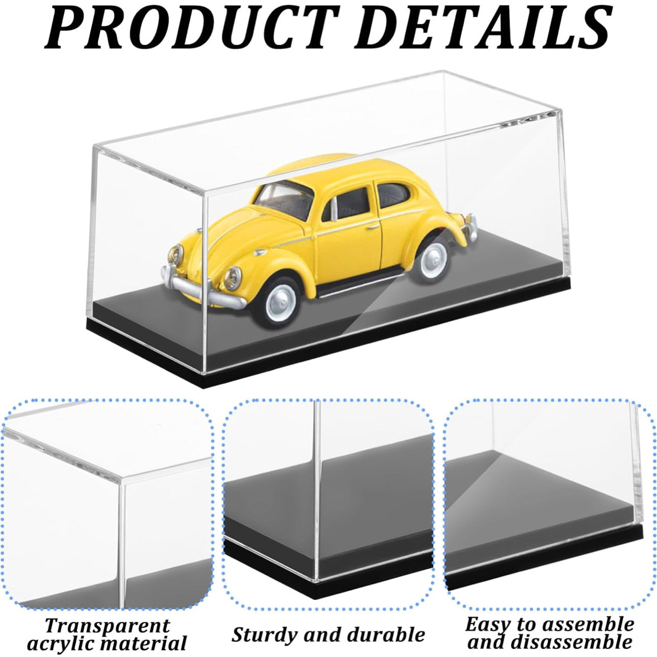 Clear Diecast Model Car Case Display Dustproof 1/64 Scale Collectibles