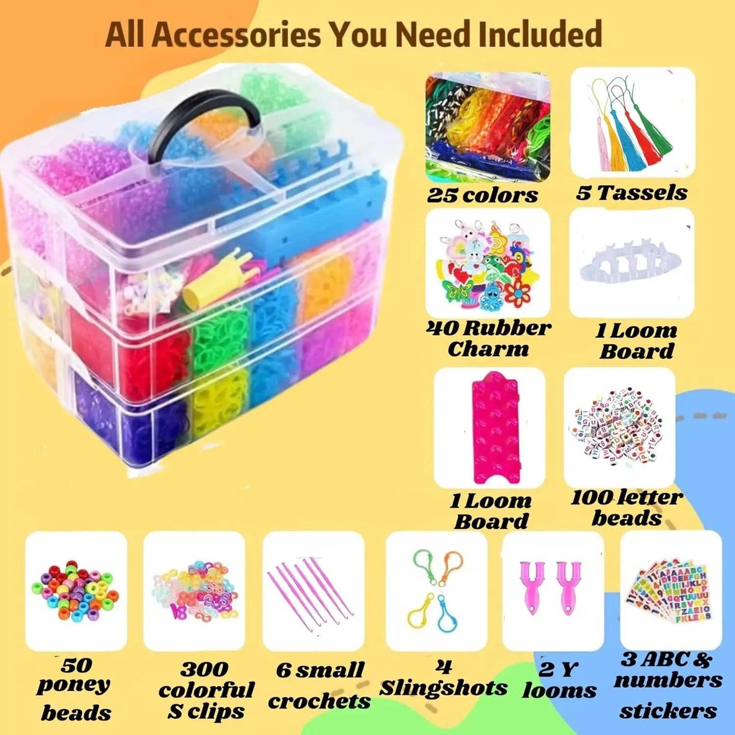 CE Certified Rubber Band Bracelet Kit 15000 Bands For Kids - ToylandEU