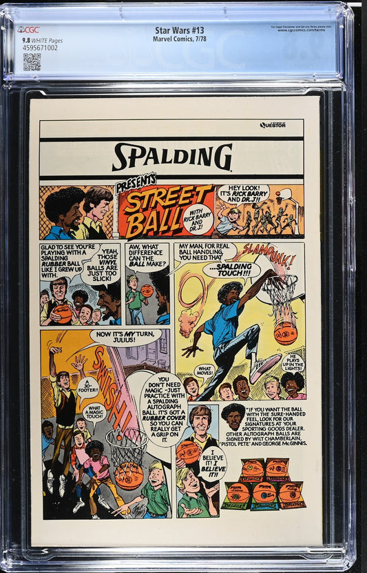 Star Wars Comic Book Issue 13 CGC 9.8 Graded Collectible