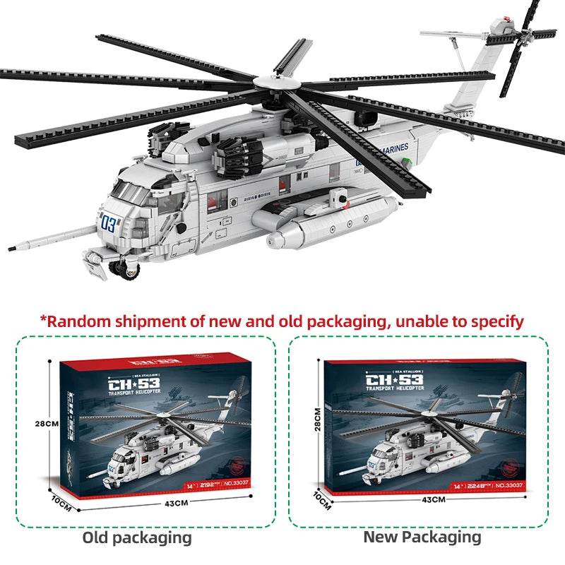 CH-53E Transport Helicopter Building Blocks Army Plane Military Fighter Model Assembly Bricks Desktop Deco Kids Toy - ToylandEU