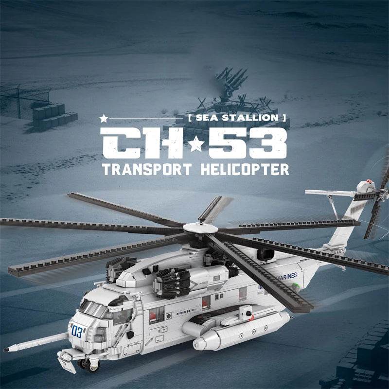 CH-53E Transport Helicopter Building Blocks Army Plane Military Model Assembly Bricks Kids Toy Holiday Gift - ToylandEU