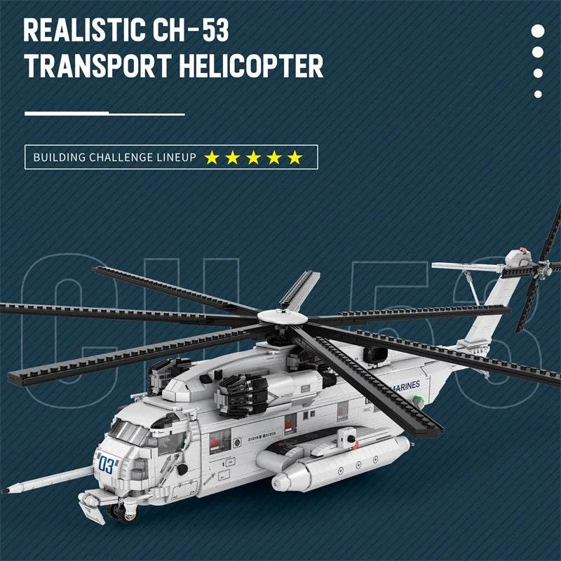 CH-53E Transport Helicopter Building Blocks Army Plane Military Model Assembly Bricks Kids Toy Holiday Gift - ToylandEU