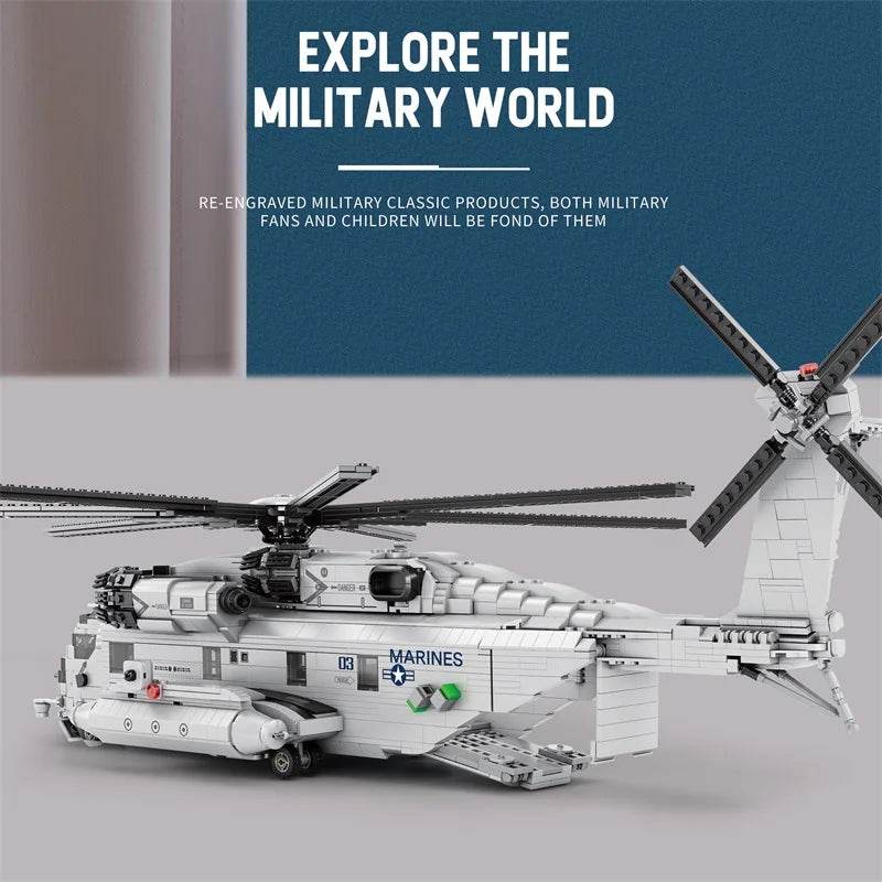 CH-53E Transport Helicopter Building Blocks Army Plane Military Model Assembly Bricks Kids Toy Holiday Gift - ToylandEU
