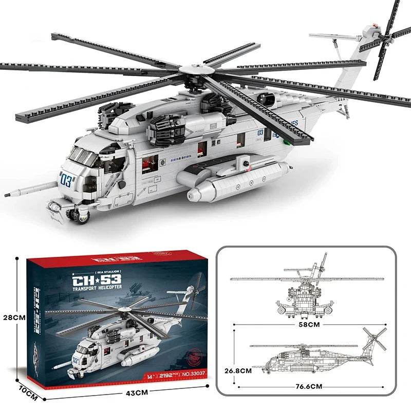 CH-53E Transport Helicopter Building Blocks Army Plane Military Model Assembly Bricks Kids Toy Holiday Gift - ToylandEU