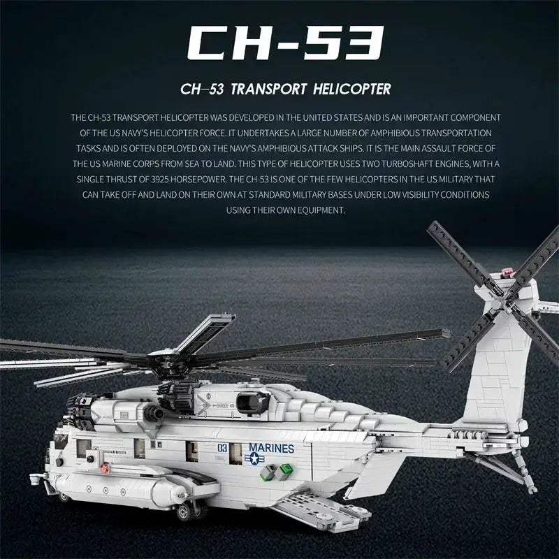 CH53E Transport Helicopter Building Blocks Set For DIY - ToylandEU