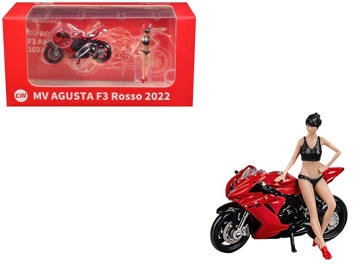 Motorcycle Diecast | 1/64 Scale | Red Finish | Includes Driver Figure