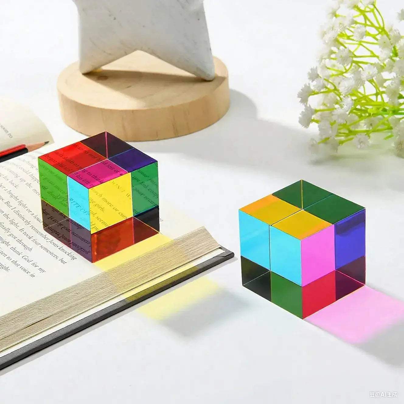 CMY Prism Cube 40mm Acrylic Colorful Light Photography Desk Toy - ToylandEU