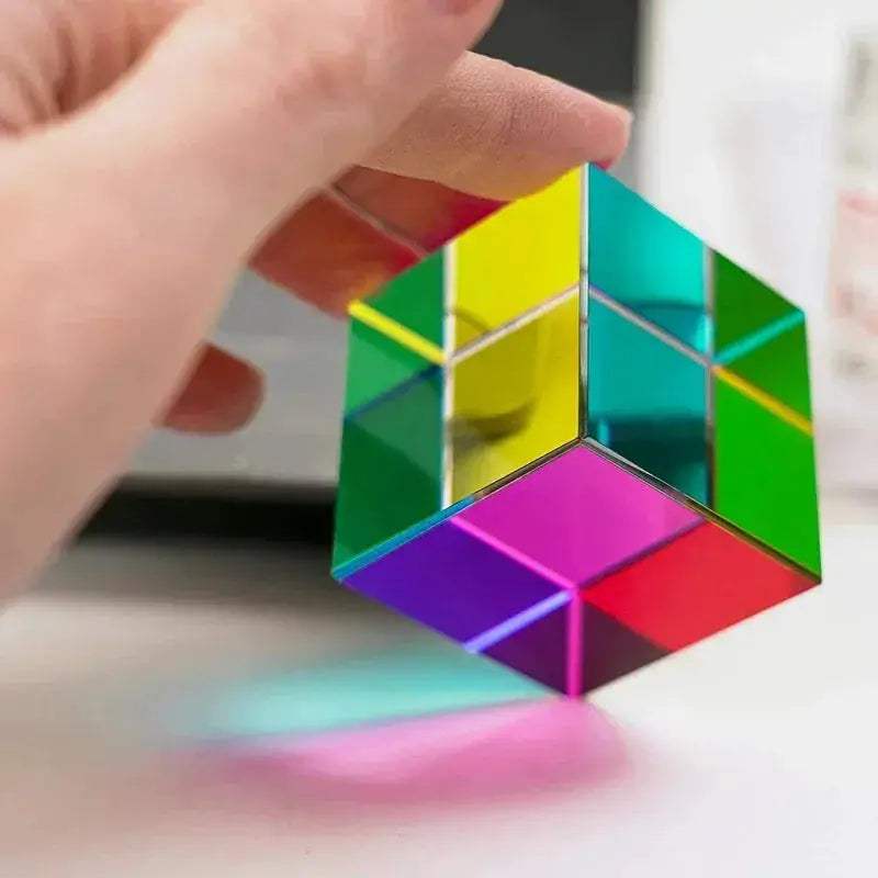 CMY Prism Cube 40mm Acrylic Colorful Light Photography Desk Toy - ToylandEU