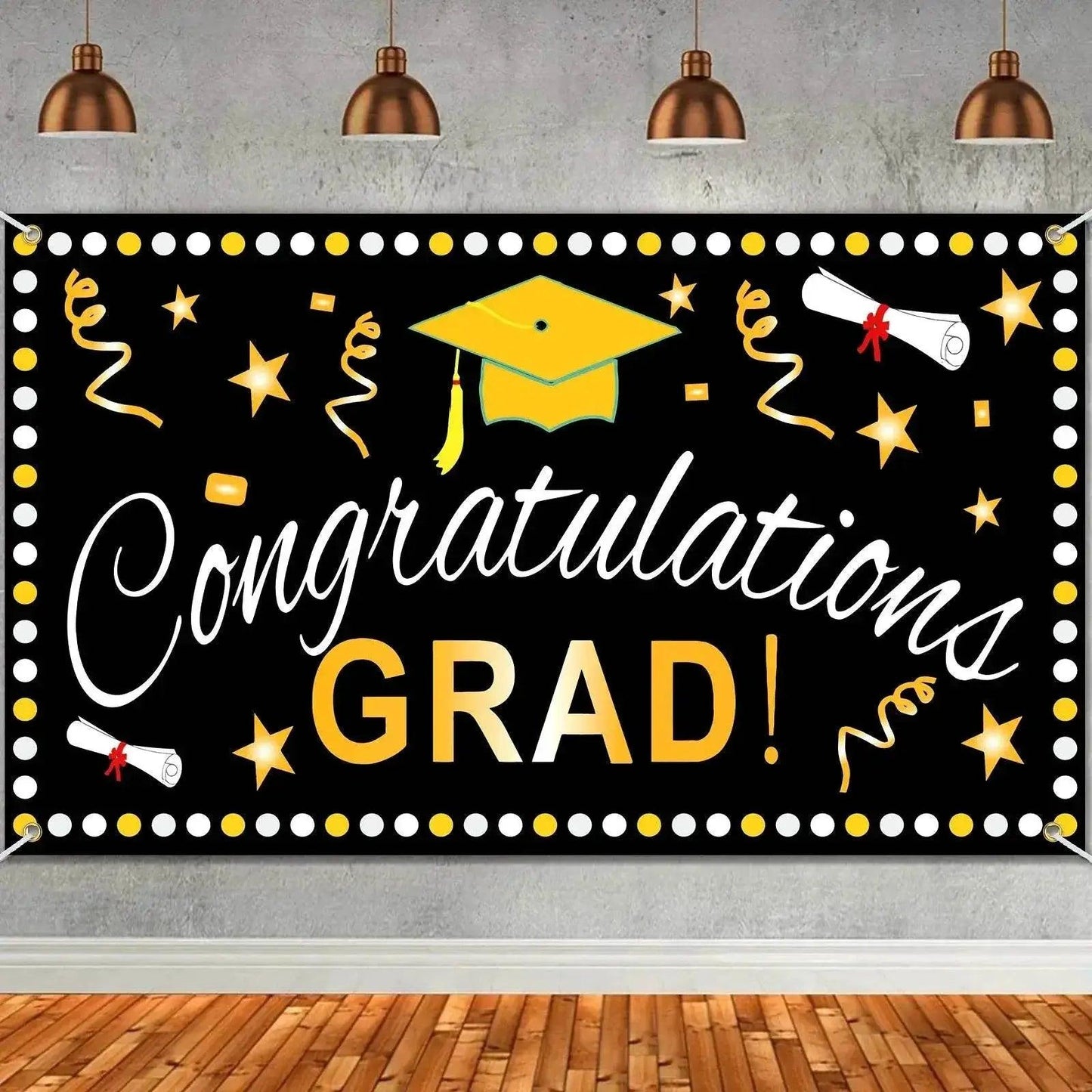  CONGRATS GRAD Graduation Season Hanging Flag Banner Cloth -  ToylandEU™