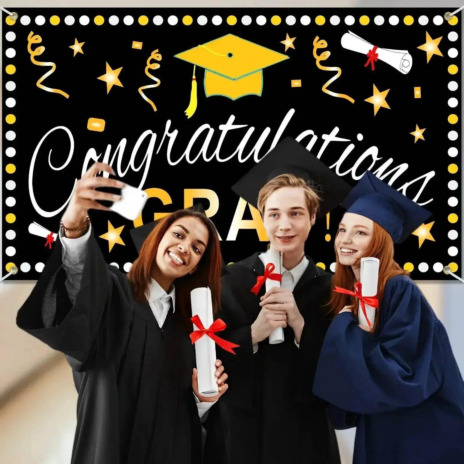  CONGRATS GRAD Graduation Season Hanging Flag Banner Cloth -  ToylandEU™