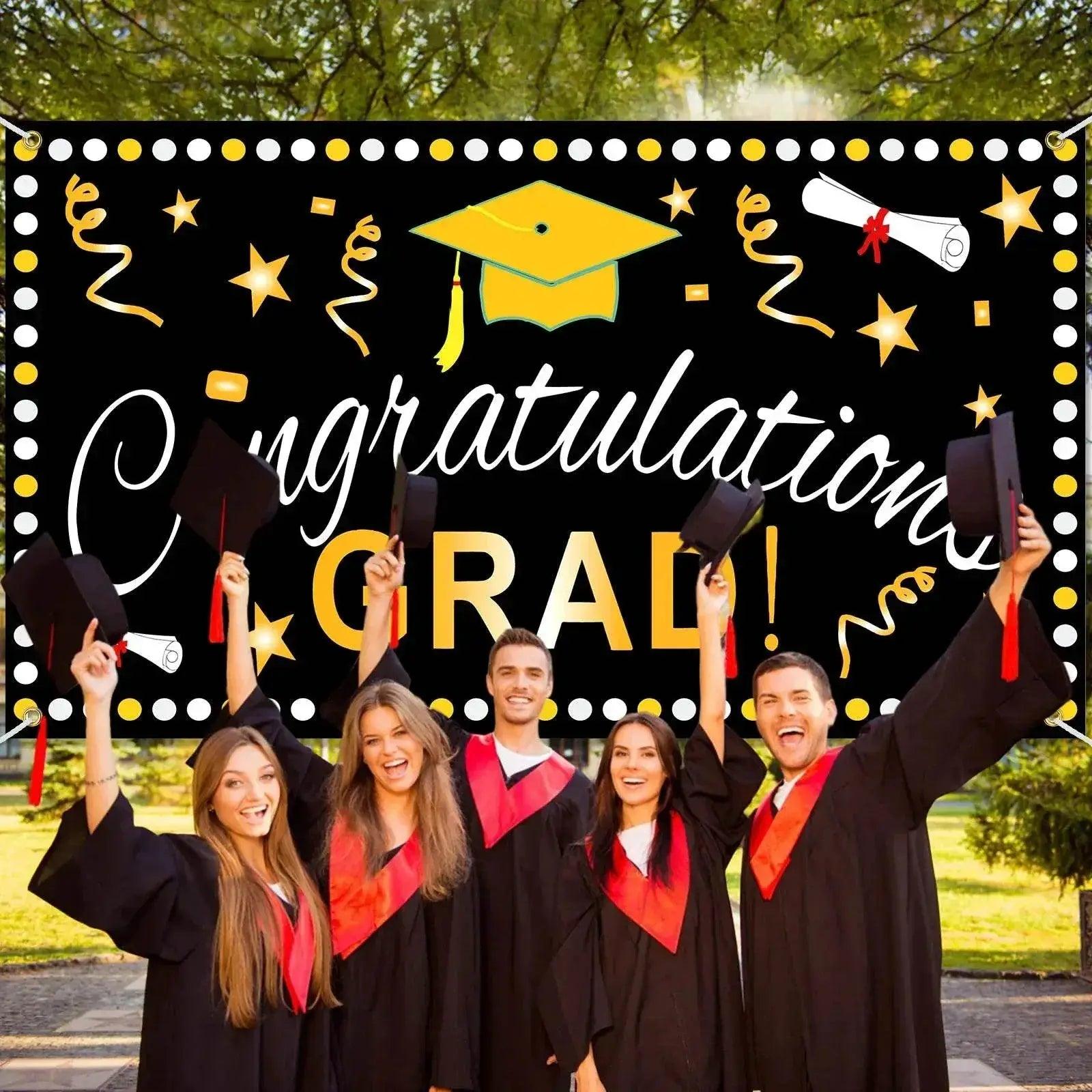  CONGRATS GRAD Graduation Season Hanging Flag Banner Cloth -  ToylandEU™
