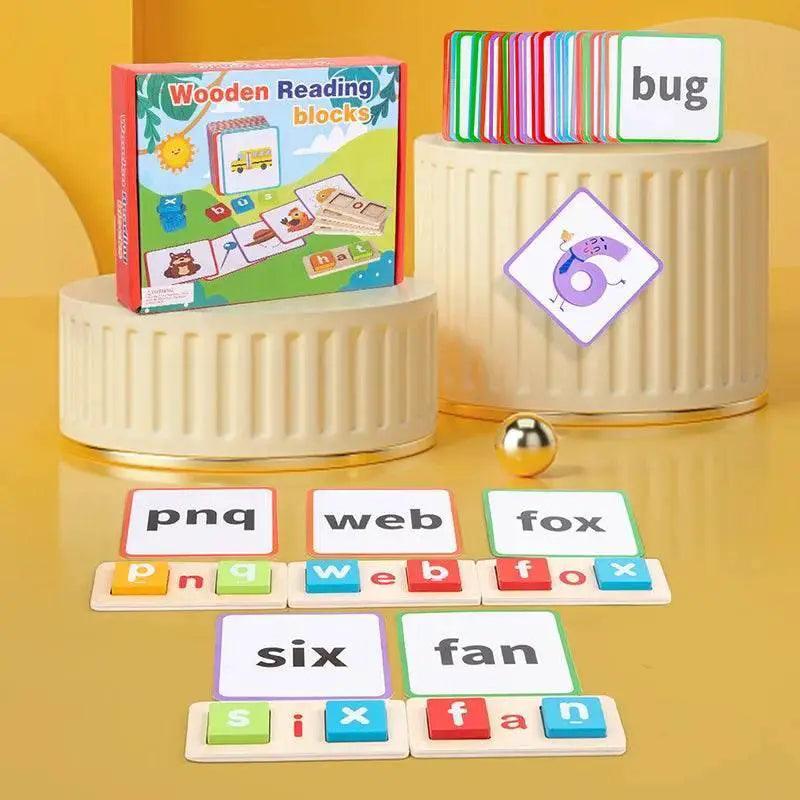  CVC Letter Spelling Block Flash Cards Game For Kids Montessori Eco Friendly Wooden Set Ages 3 To 12 -  ToylandEU™