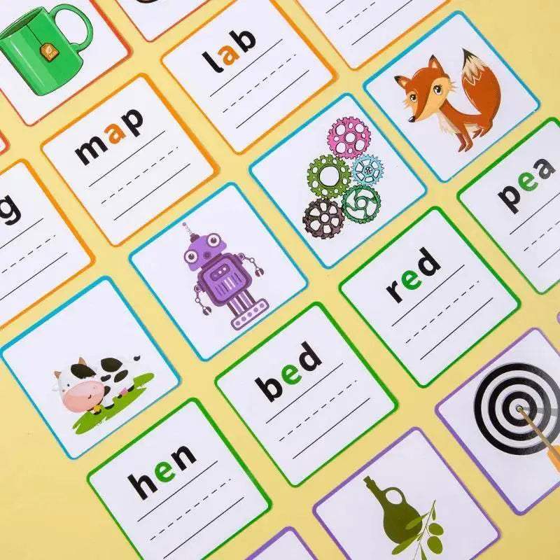  CVC Letter Spelling Block Flash Cards Game For Kids Montessori Eco Friendly Wooden Set Ages 3 To 12 -  ToylandEU™