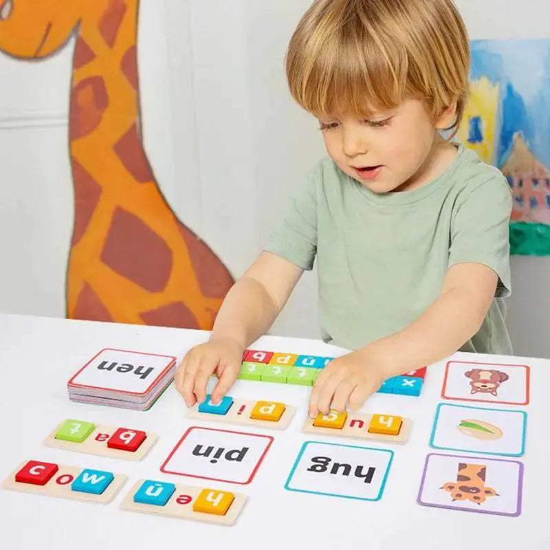 CVC Letter Spelling Block Flash Cards Game For Kids Montessori Eco Friendly Wooden Set Ages 3 To 12 -  ToylandEU™