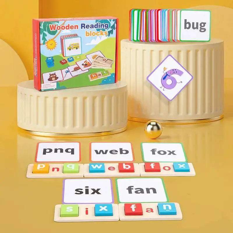  CVC Letter Spelling Block Flash Cards Game For Kids Montessori Eco Friendly Wooden Set Ages 3 To 12 -  ToylandEU™
