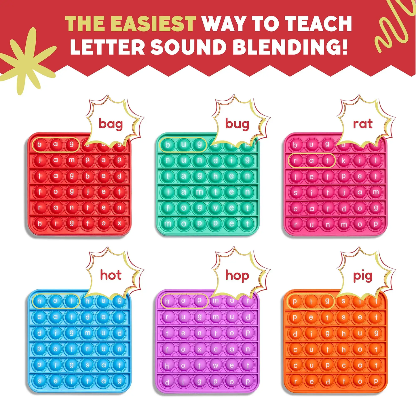 CVC Word Fidget Mats For Reading Practice With Word Pop - The Fidget Games