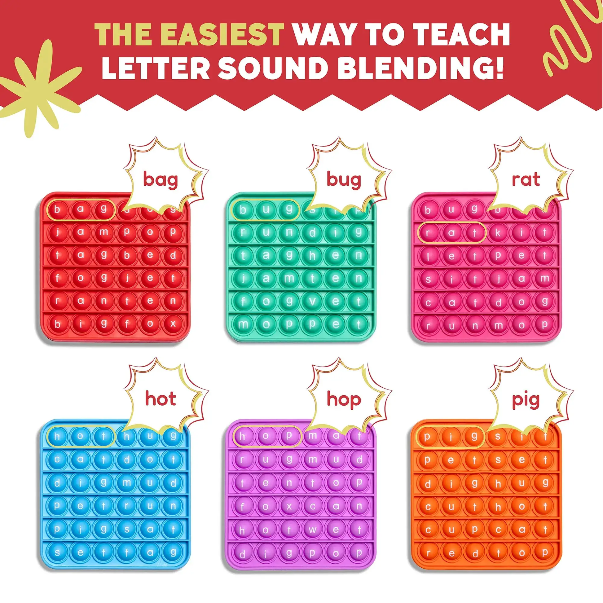 CVC Word Fidget Mats For Reading Practice With Word Pop - The Fidget Games