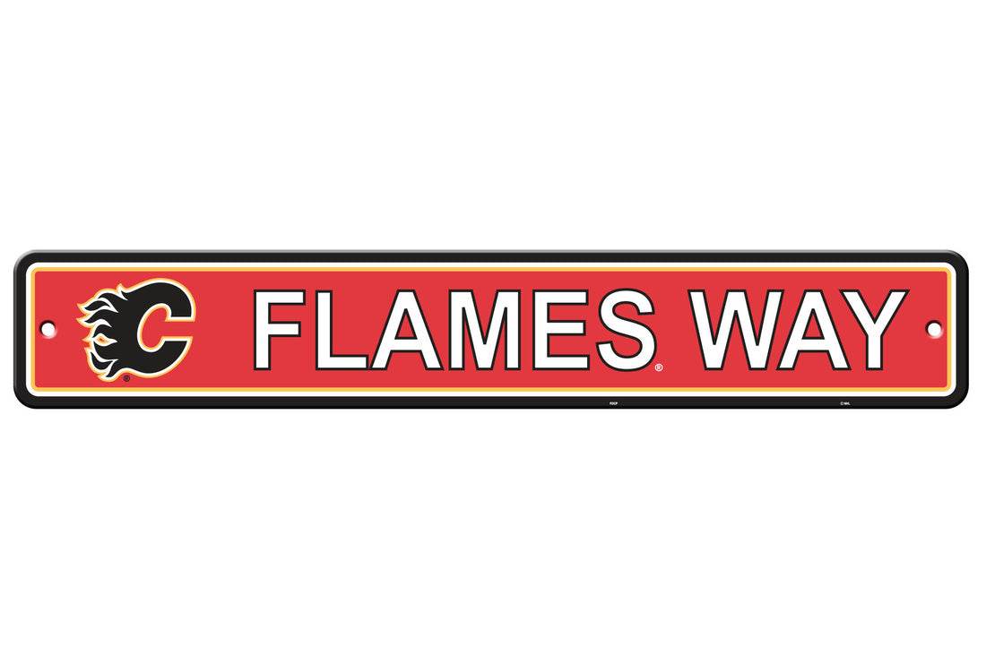 Calgary Flames 4x24 Plastic Street Sign Team Decor - ToylandEU
