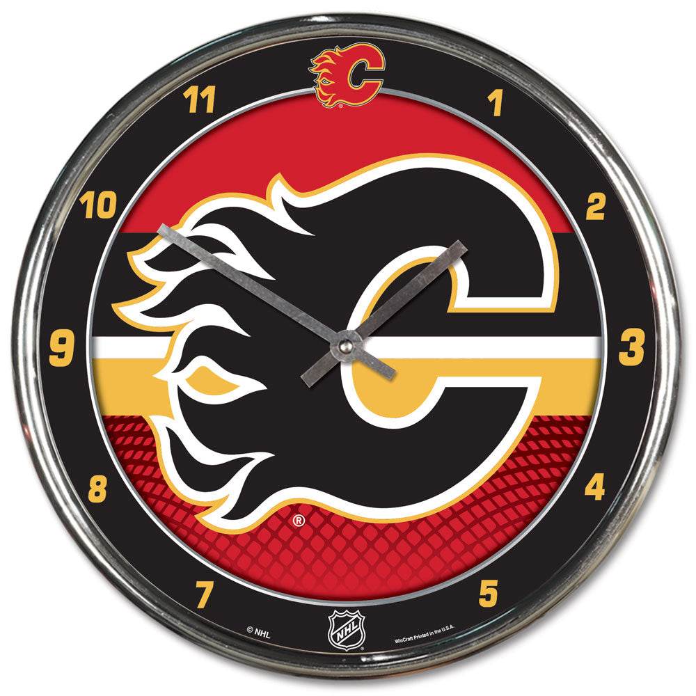 Calgary Flames Chrome Round Wall Clock 12 Inch Wincraft - ToylandEU