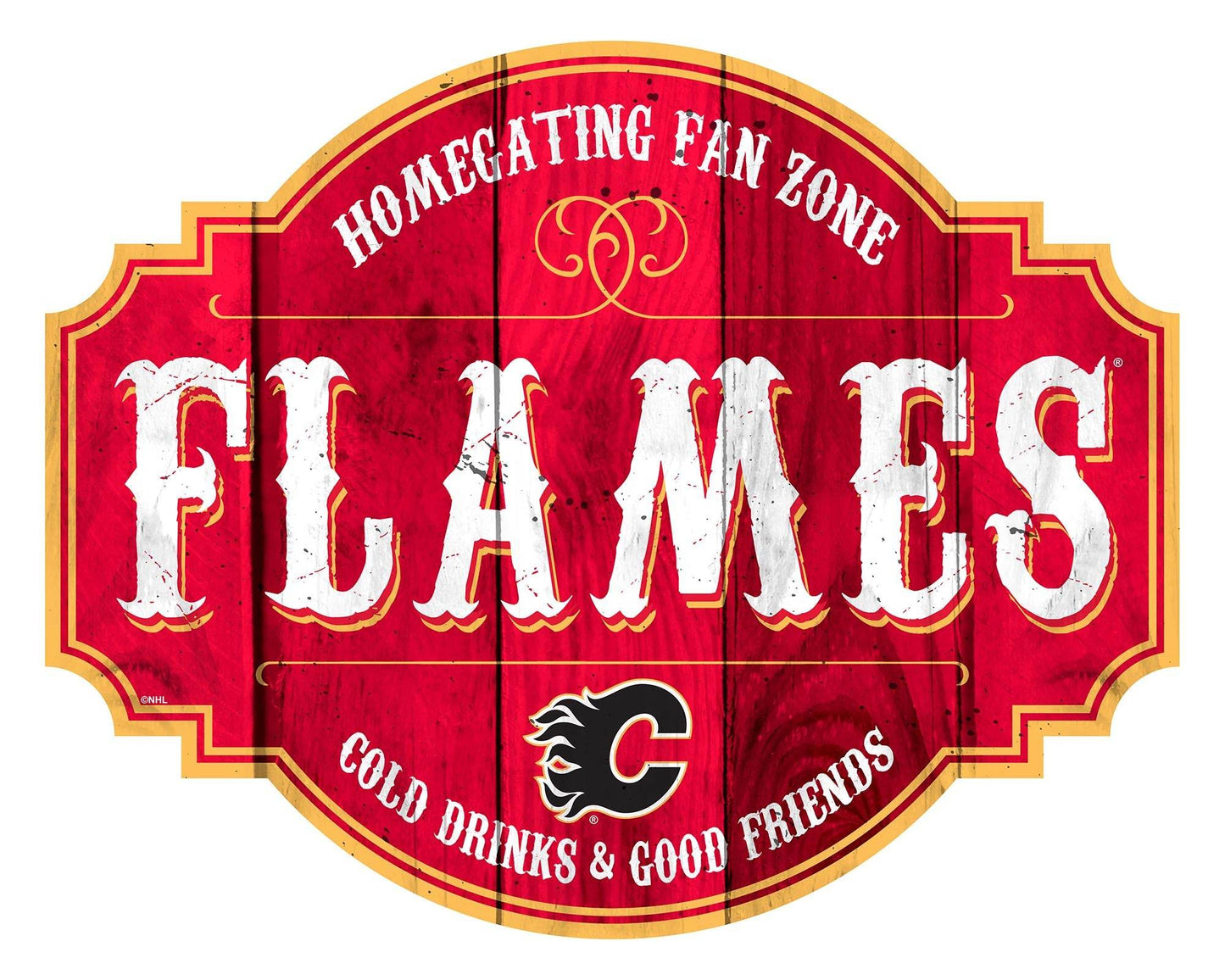 Calgary Flames Wood Sign 12 Inch Homegating Tavern - ToylandEU