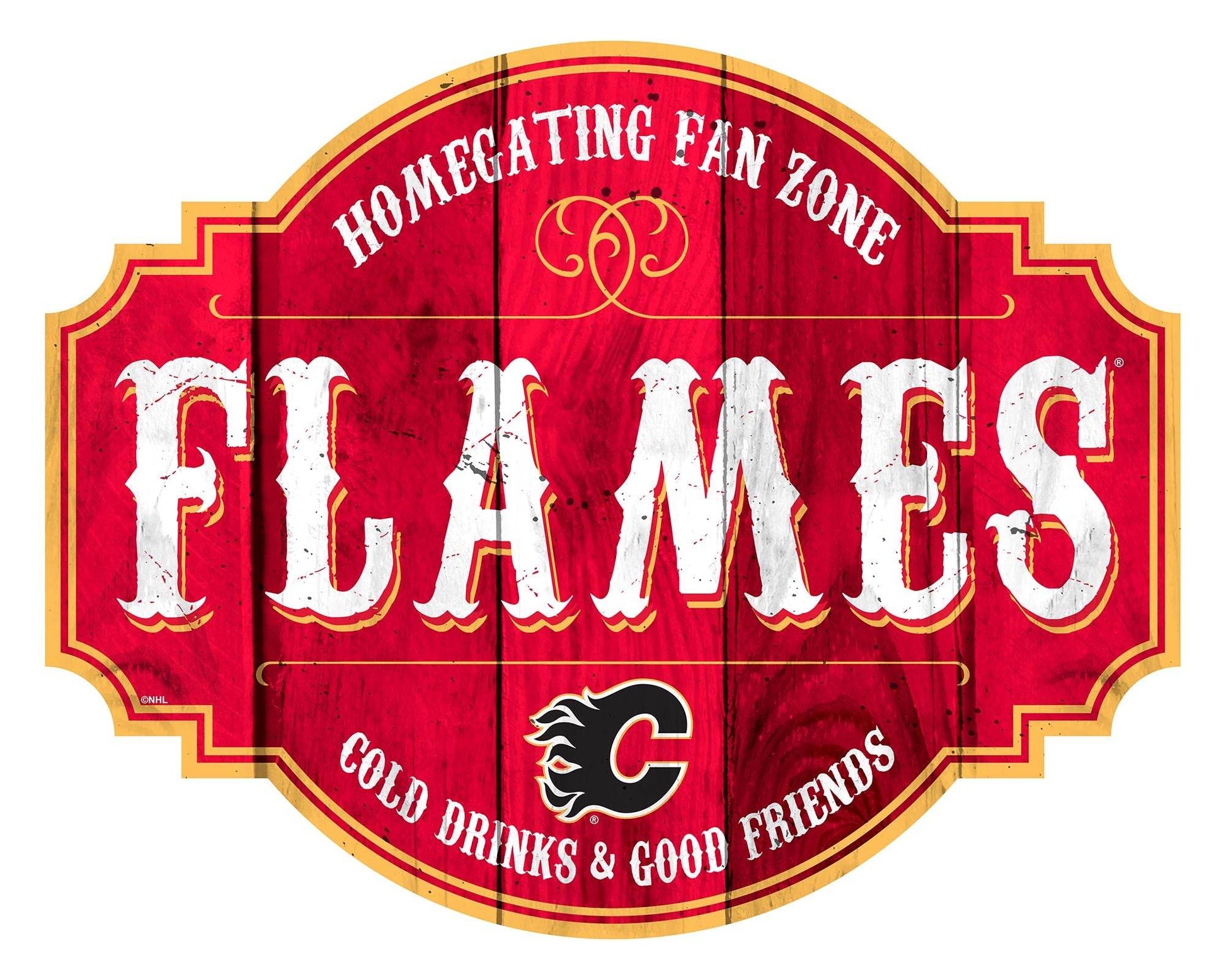 Calgary Flames Wood Sign 12 Inch Homegating Tavern - ToylandEU