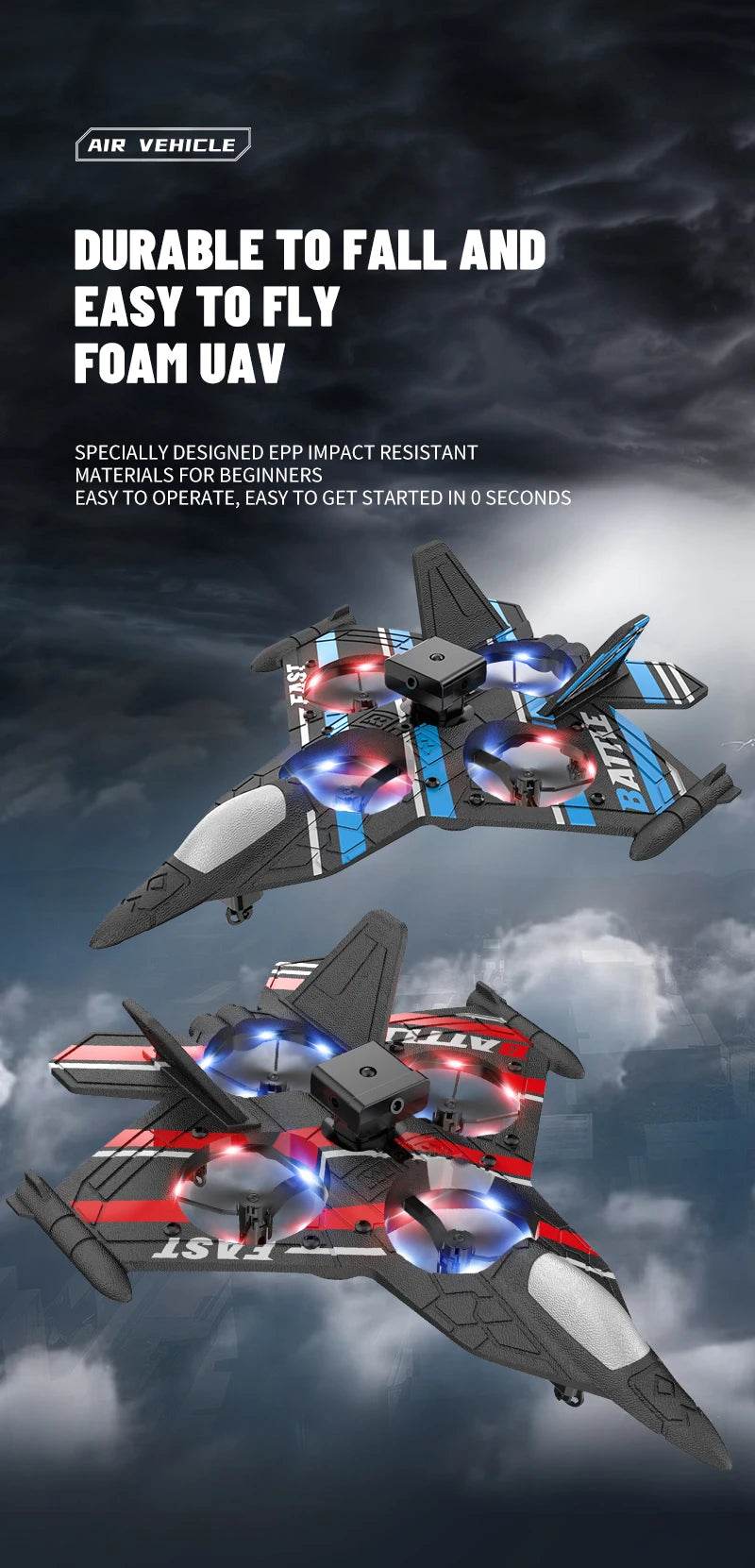 Camera RC Aircraft Obstacle Avoidance Fighter Foam Plane - ToylandEU